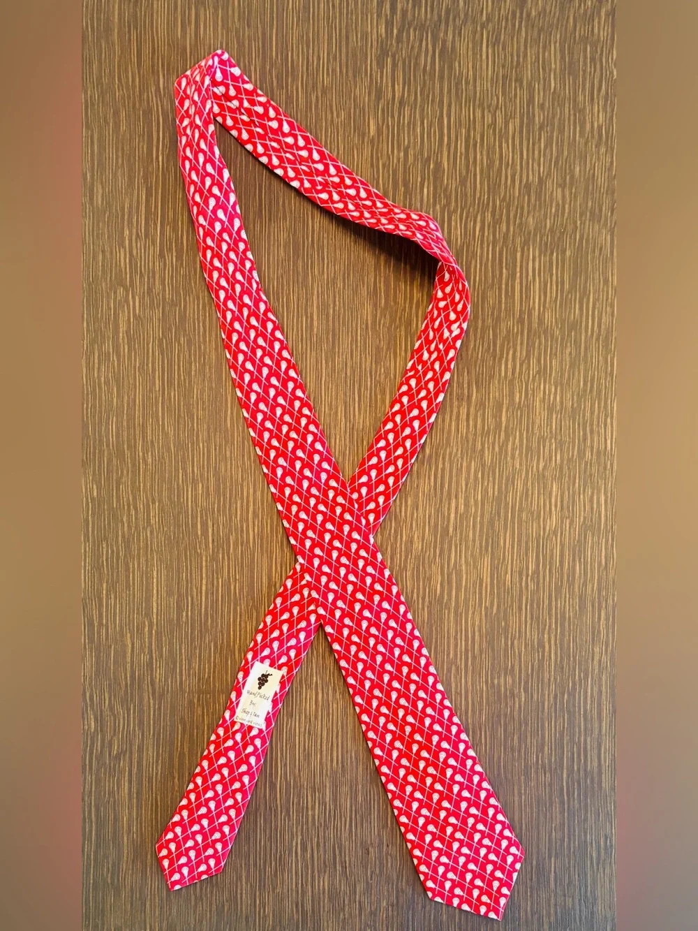 Vineyard Vines Youth Boys Silk Lacrosse Tie, LAX, Red, ~49 x 2.5 inches